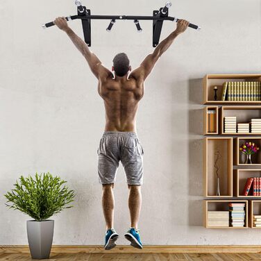Турнік MAXXUS CHIN-UP PRO для стіни, сталевий, 124x35x61 см, до 150 кг, 6 гумових рукояток, багатохватний, для дому та вулиці, фітнес-тренування