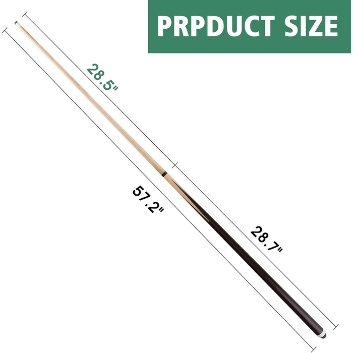 Професійний кий для більярдного столу JX (2 шт.) з наконечником 13 мм, довжиною 147 см, з канадського клену, 18 oz