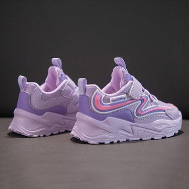 Дитячі спортивні кросівки для хлопчиків та дівчаток: легкі, дихаючі, з антиковзкою підошвою та кріпленням на липучці. Ідеальні для залу, фітнесу та тенісу (Lila, 29 EU)