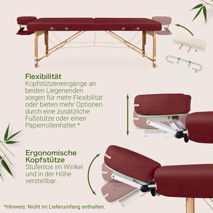 Zen – Мобільний масажний стіл Zen з круглими кутами, складний та з регулюванням висоти – масажний стіл з цільного дерева для активних стилів масажу. Масажний стіл з підголовником, підлокітниками та кишенею