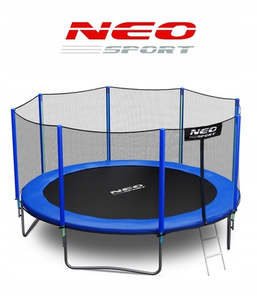 Садовий батут Neo-Sport 12ft/374см із зовнішньою сіткою та драбиною