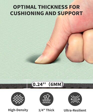 Килимок для йоги CAMBIVO XXL 183x122 см, товщина 6/8/10/12 мм, неслизький, TPE, для фітнесу, пілатесу, гімнастики, з рушником (183*122*0.6 см, м'ятний)