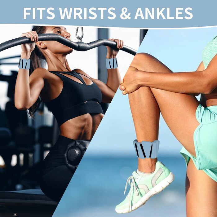 Ваги для зап'ястя та щиколоток FENIXFIT для жінок. Набір 2 шт. для силових тренувань, бігу, йоги, пілатесу, блакитні