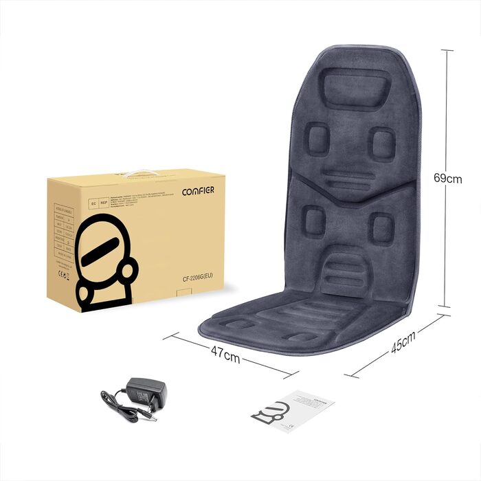 Масажне сидіння Comfier з підігрівом та вібрацією для спини та шиї, подушка для розслаблення, масажер для дому та офісу, подарунок для жінок (Блакитний)