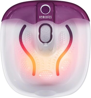 Ванна для ніг HoMedics з масажем і підігрівом, масажна ванночка для ніг із функцією тепла, бульбашковий масаж, підтримка температури, пемза для педикюру, догляд за ногами