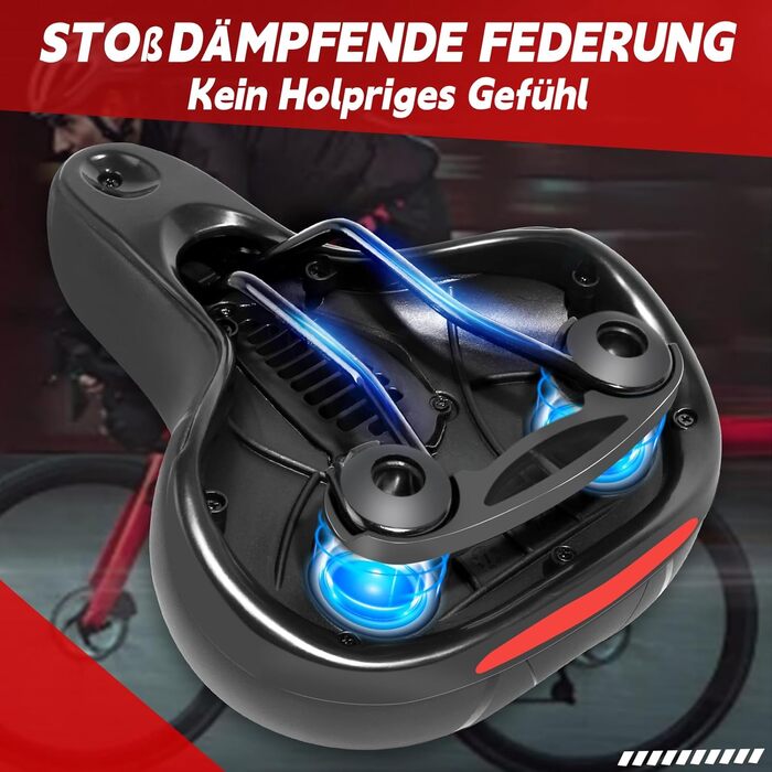 Преміум велосипедний сідло для жінок та чоловіків: комфортне, м'яке, амортизуюче, дихаюче, ергономічне, водонепроникне. Підходить для шосе, трекінгу, MTB, city bike та e-bike велосипедів.