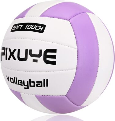 Волейбольні м'ячі PIXUYE, розмір 5, м'які для пляжу, дітей та дорослих, для ігор та тренувань у залі та на вулиці, фіолетово-білі