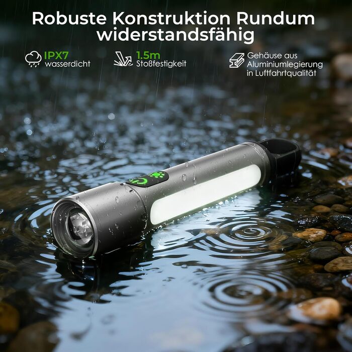 Ліхтарик LED акумуляторний 500000 люмен XHP90.2, надяскравий, з зумом, водонепроникний IPX7, для кемпінгу, туризму, аварійних ситуацій (сріблястий)
