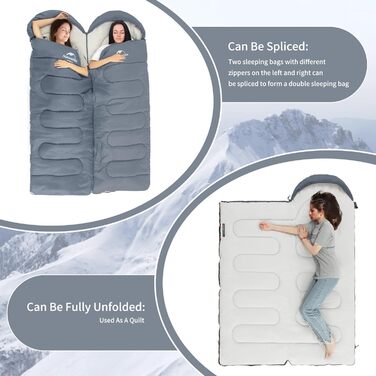 Спальний мішок Naturehike 3-сезонний, ультралегкий, водонепроникний, з'єднувальний, для дорослих, 220 x 85 см, блакитний