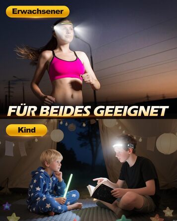 Налобний ліхтар Tekwet LED з акумулятором, 2 шт., 230° світловий потік, датчик руху, 2400 mAh, 6 режимів, для кемпінгу, піших прогулянок, бігу, риболовлі, чорний