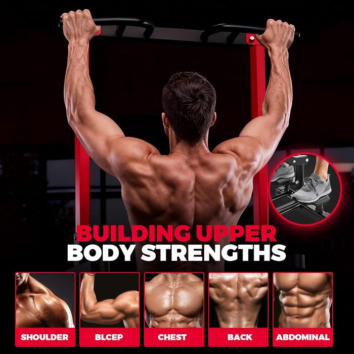 Багатофункціональний силовий комплекс ONETWOFIT Power Tower: турнік, бруси та станція для підтягувань, регульована висота 127-220 см, навантаження до 180 кг