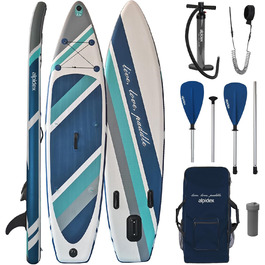 Надувна SUP-дошка ALPIDEX 320x76x15 см, комплект: весло, насос, плавці, ремінь, ремкомплект, сумка, до 200 кг