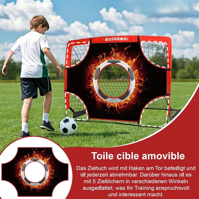 Набір для тренування воріт Kinder Fussballtore 3 в 1 з ціллю, мішенню, конусами та сумкою. Розмір 120x90x90 см. Червоно-чорний, для залу, вулиці та саду.