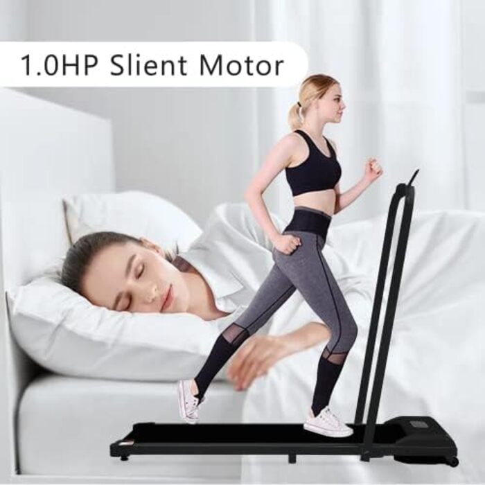 Бігова доріжка SogesHome 2 в 1 для дому, Walking Pad з LED-дисплеєм, Bluetooth, дистанційним керуванням, 1-6 км/год, чорна