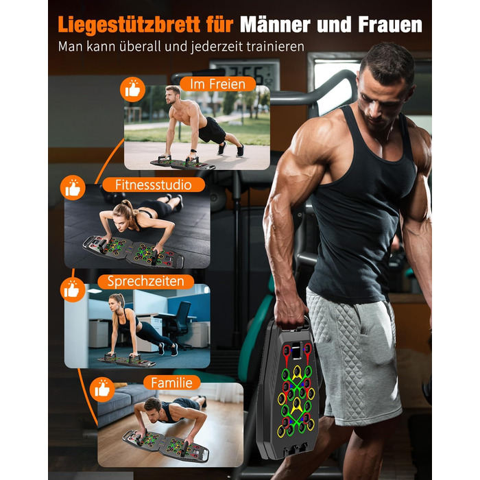 Дошка для віджимань 20 в 1, чорна, складана, багатофункціональна, для домашніх тренувань, фітнес-обладнання