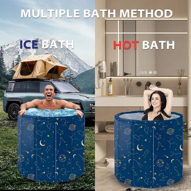 Складана портативна ванна для дорослих STARBRIIANT (80x66 см) — крижана ванна для відновлення м'язів, SPA та спортивників, розмір L
