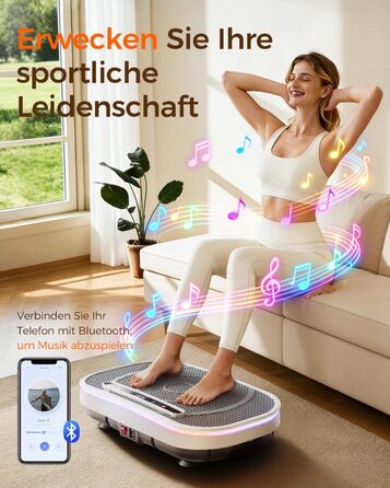 Віброплатформа для фітнесу вдома Rüttelplatte – вібраційна платформа для релаксації, спорту та тренувань всього тіла. 120 рівнів інтенсивності, біла
