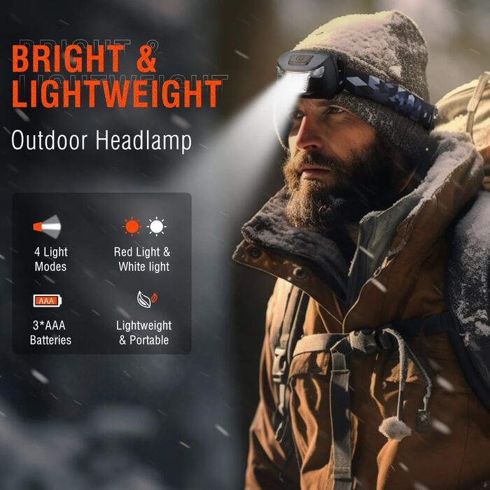 Кепка-ліхтар BORUIT BR01 LED, червоний промінь, акумулятор AAA, 4 режими світла, IP66, водонепроникна, для дорослих та дітей, кемпінг, біг, походи, риболовля, чорний