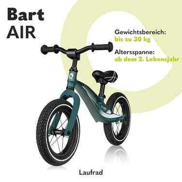 Беговел Lionelo Bart Air (2-30 кг) – легкий магнієвий каркас, регульоване сидіння та кермо, зелений