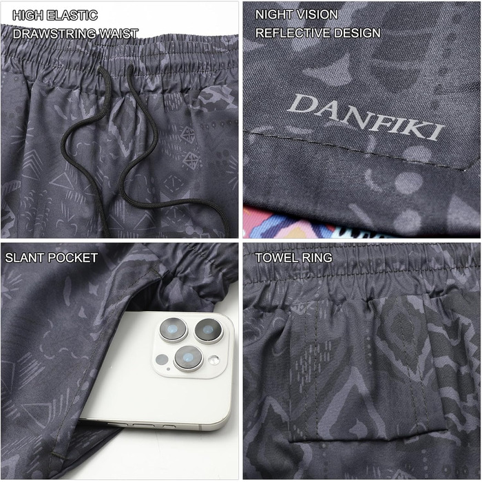 Чоловічі спортивні шорти 2-в-1 для бігу, тренувань та активного відпочинку (L, чорний камуфляж з квітковим підкладом)