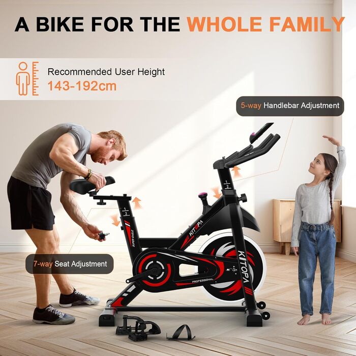 Кітопа: Велотренажер для дому зі Smart Bluetooth та LCD-дисплеєм, тихий велоергометр з регулюванням опору для кардіотренувань, максимальне навантаження 150 кг, магнітний