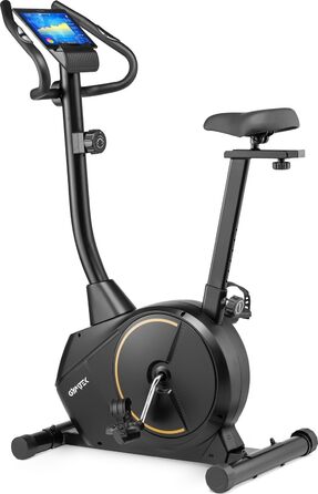Магнітний велотренажер Gymtek для дому, 8 рівнів навантаження, маховик 9 кг, LCD-дисплей, до 135 кг, чорний-золотий