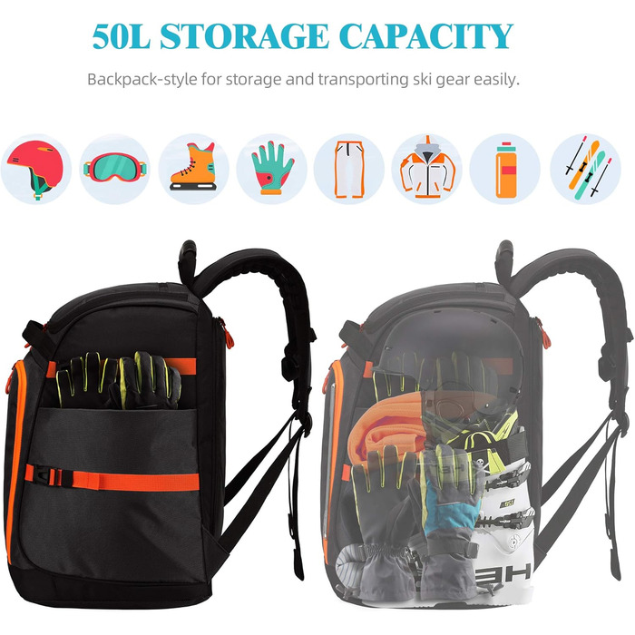 Чохол для лижних/сноубордистських черевиків та скейтборду TurnWay, чорний/помаранчевий, універсальний розмір