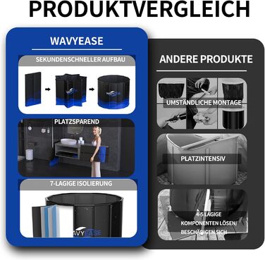 Портативна складана ванна для дорослих (80x66 см) - для відпочинку, душу, SPA, крижаного душу для спортсменів (чорний)