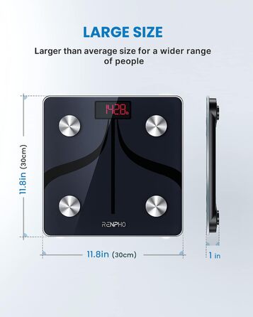 Ваги RENPHO для тіла з аналізом складу, Bluetooth, 180 кг, аналіз жиру, BMI, м'язова маса