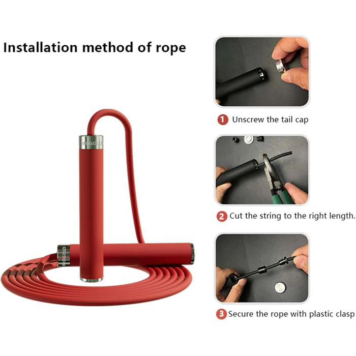 Стрибкове канат MOGOLD з регулюванням – 5 мм PVC-шнур з підшипниками, неслизькі гумові ручки та ручки з металу для початківців, для схуднення та фітнесу вдома, в школі, чорний