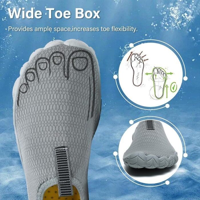 Чоловічі та жіночі аквашузи Ziitop для плавання, серфінгу, йоги. Швидка сушка, підошва з EVA, розмір 36-46 EU (41 EU, темно-сірий)