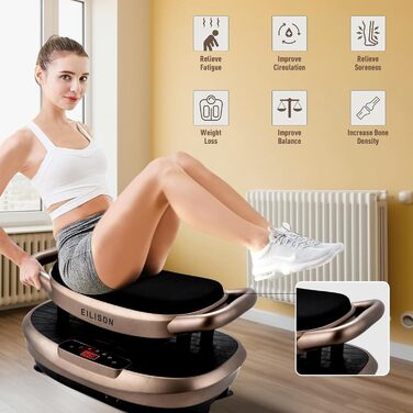 Машина для тренувань EILISON FITABS 3D з вібрацією та сидінням: вібрація, пульсація, платформа для віджимань, лімфодренаж, схуднення, відновлення. Кольори: Braun, Schwarz, Silber