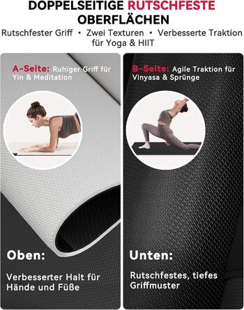 Йога мат TPE HAPBEAR XXL 183x76x5 мм - неслизька, для фітнесу, з резинками та сумкою