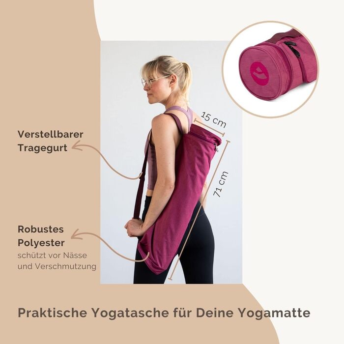 Сумка для йоги Bodhi ASANA 60 см, водовідштовхувальна спортивна сумка з зовнішніми кишенями, поліестер, для килимків і аксесуарів, шиферно-сіра