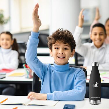 Термос KollyKolla: термос-пляшка з нержавіючої сталі 500мл/750мл/1л, без BPA, для дітей, спорту, школи, подорожей, кемпінгу (500 мл, новий, чорний)