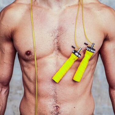 Стрибкове кабель WOD Nation для швидких стрибків: регульоване тренувальне обладнання з двома кабелями. В комплекті: товстий (жовтий) та легкий 11-футовий кабель