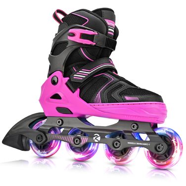 Розсувні ролики Kuxuan для дітей та підлітків, з підсвічуванням, для початківців (червоний, розмір EU 34-37)