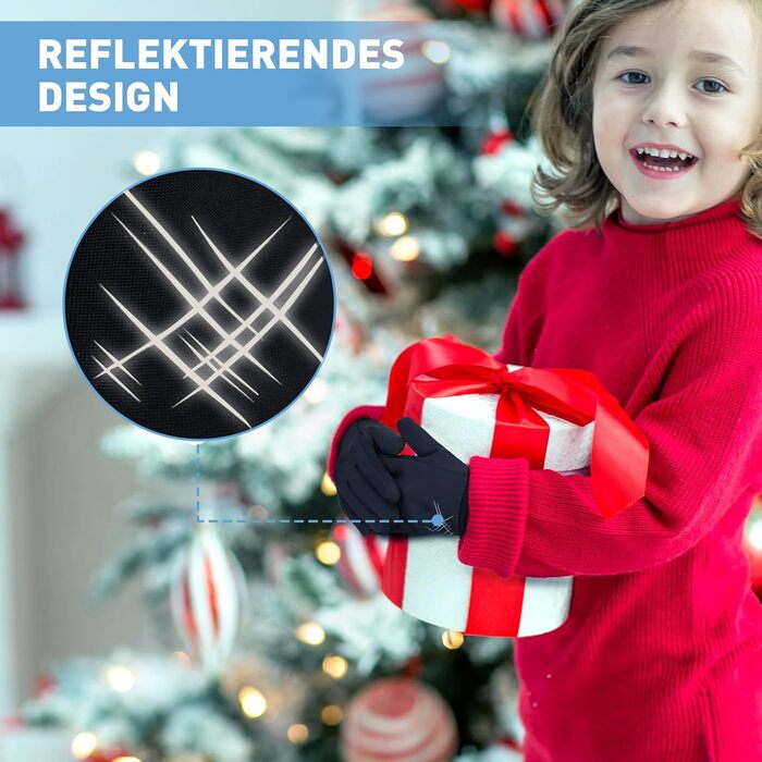 Дитячі рукавички EEFOW зимові з екраном сенсора: термо рукавички з флісу для їзди на велосипеді, бігу, з антиковзким покриттям (для хлопчиків та дівчаток 4-12 років, чорні та сині) чорні та червоні (приблизно 6-8 років, сині)