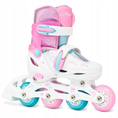 Регульовані ролики RAVEN Loret Glitter White/Mint/Pink (розмір 30-33) з LED-колесами