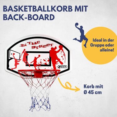 Баскетбольний кошик Best Sporting з щитом, Ø45 см, нейлонова сітка, для вулиці, для дітей та дорослих