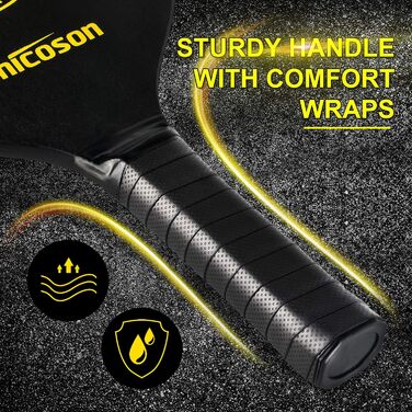 Набір для піклболу Amicoson: 4 ракетки, м'ячі для гри в приміщенні та на вулиці, дерев'яні ракетки з ергономічною ручкою, 8 м'ячів, 1 сумка