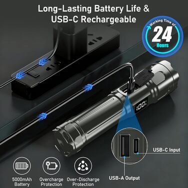 Ліхтар налобний Blukar LED з 2 режимами освітлення, COB-підсвічування, регулюванням яскравості, 7 режимів, водонепроникний, для активного відпочинку