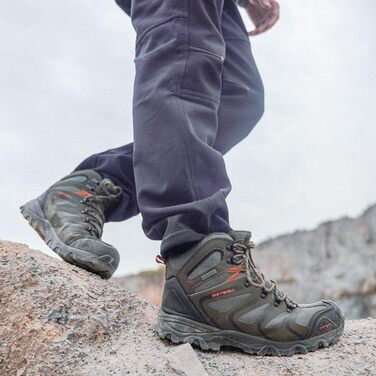 Чоловічі туристичні черевики NORTIV 8 для хайкінгу та трекінгу, водонепроникні, Mid, для скелелазіння, 43 EU, широкі, армійного кольору, чорні, помаранчеві