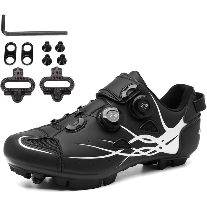 Чоловічі велотуфлі для катання на гірському велосипеді, MTB, для їзди, сумісні з SPD, дихаючі (42 EU, Black A)