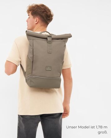 Рюкзак Johnny Urban Allen Medium сірий, ролтоп, 15 л, водостійкий, для ноутбука, універсальний для жінок і чоловіків, еко матеріали, для міста, бізнесу, університету, велосипеду