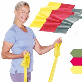 TheraBand Гумовий еспандер для фітнесу та реабілітації (Жовтий/Червоний/Зелений, без латексу) 1.5м