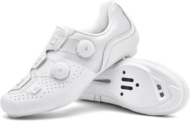Велотуфлі чоловічі та жіночі SPD/SPD-SL/Look Delta для шосе та MTB. Дихаючі велотуфлі, кросівки, білі, 46 EU