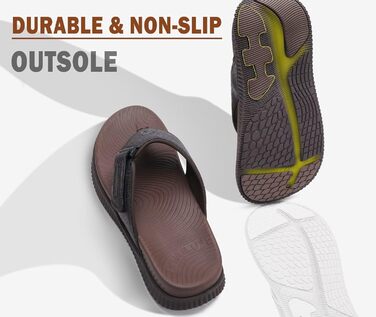 Чоловічі шльопанці KuaiLu для відновлення та ходьби: регульовані ортопедичні шльопанці з товстою підошвою, спортивні, з амортизацією, для чоловіків. Водонепроникні, легкі, м'які, комфортні, з підтримкою склепіння стопи (темно-коричневі, 40 EU)