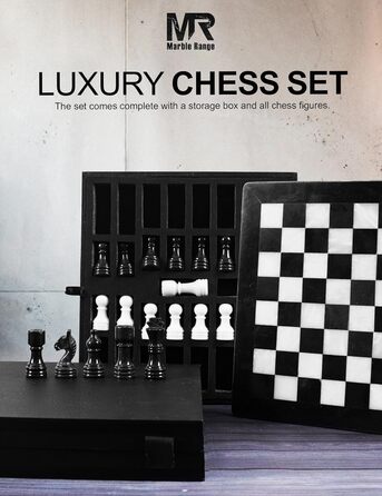 Шаховий набір з мармуру для дорослих, ручної роботи, 32 фігури, 2 додаткові королеви, коробка для зберігання, розкішна подорожна гра, елегантний подарунок для дому (чорний & корал)