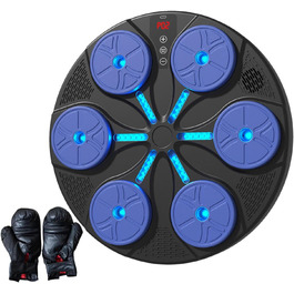 Музичний бокс-машина Baoblaze з Bluetooth, 8+ режимів тренування, динамічне підсвічування, для боксу, карате та тхеквондо, з рукавичками, синя